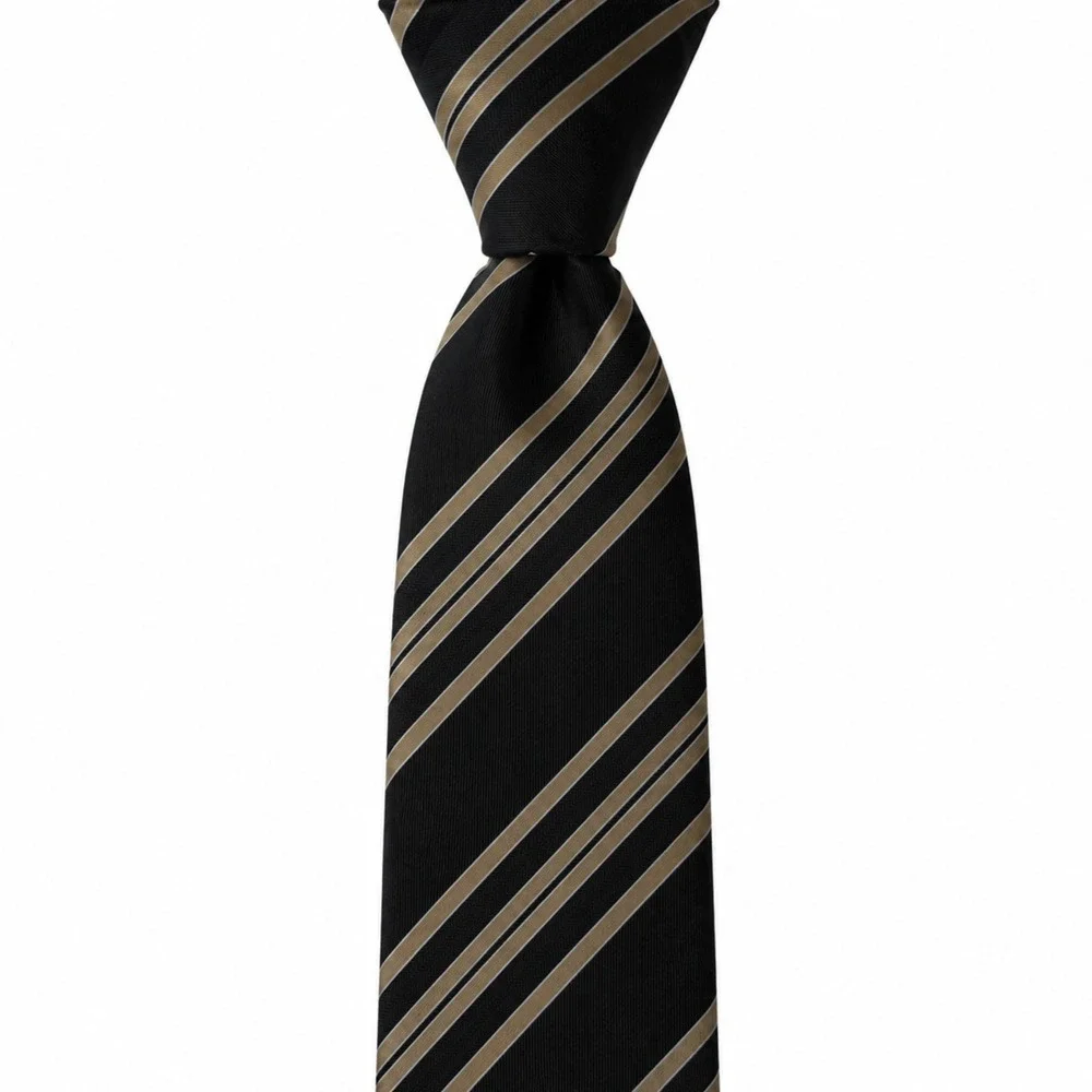 EGARA 100% Silk Tie Black Gold Gray Textured Diagonal Stripe NWT Men's Wearhouse